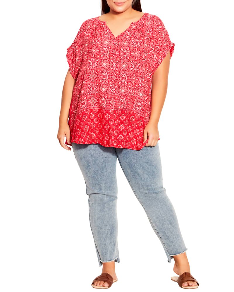 Plus size model wearing Kara Top by avenue | Dia&Co | dia_product_style_image_id:197503